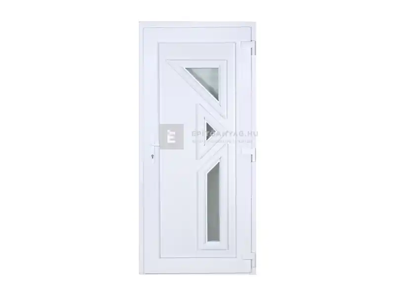 Korlátozott ajánlat Delta Visztula jobbos műanyag bejárati ajtó 100x210 cm, fehér, 3 üveges