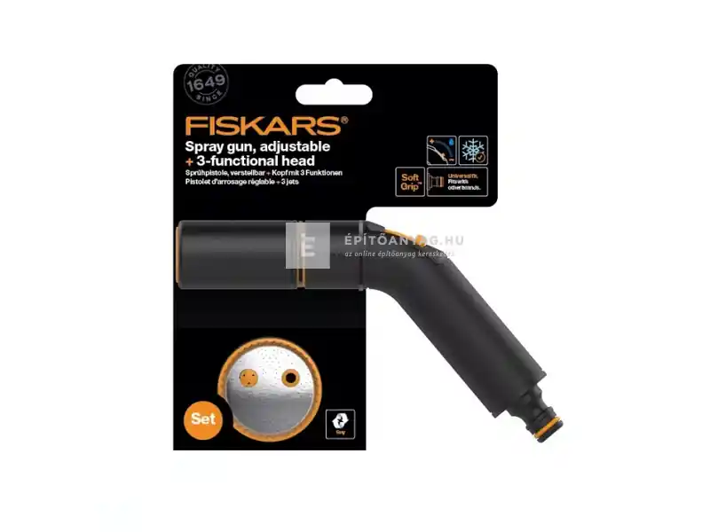 Fiskars Сomfort locsolópisztoly, állítható locsolófej + 3 funkciós öntözőfej Vedd meg most