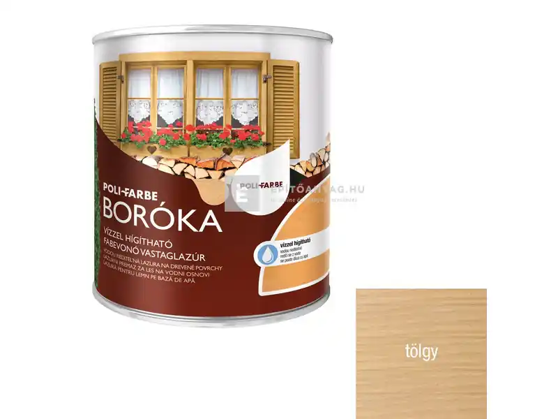 Poli-Farbe Boróka vízzel hígítható vastaglazúr tölgy 0,75 l Ne maradj le