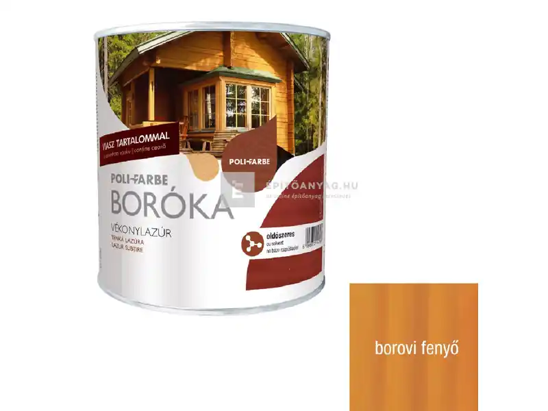Poli-Farbe Boróka oldószeres vékonylazúr borovi fenyő 0,75 l Azonnali szállítás