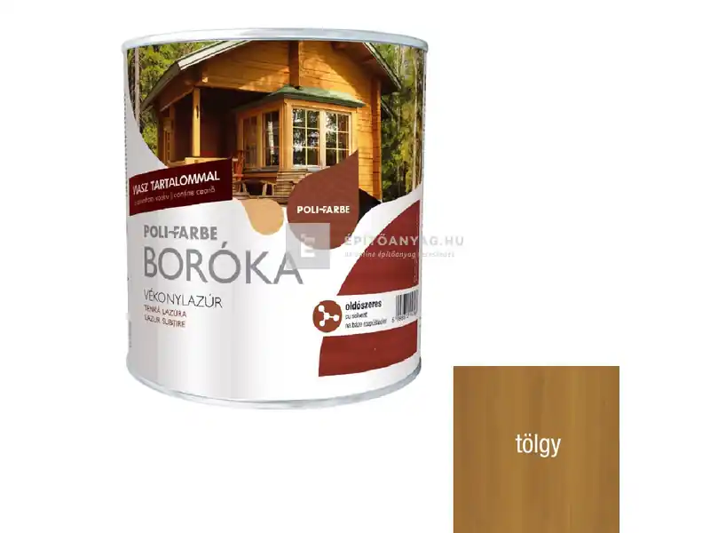 Kiárusítás Poli-Farbe Boróka oldószeres vékonylazúr tölgy 2,5 l