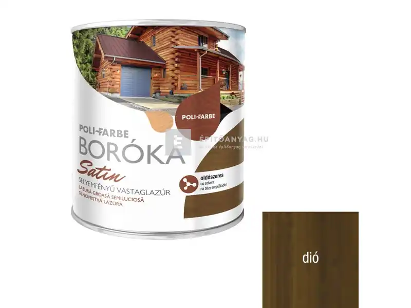 Poli-Farbe Boróka Satin oldószeres, selyemfényű vastaglazúr dió 2,5 l Csak ma