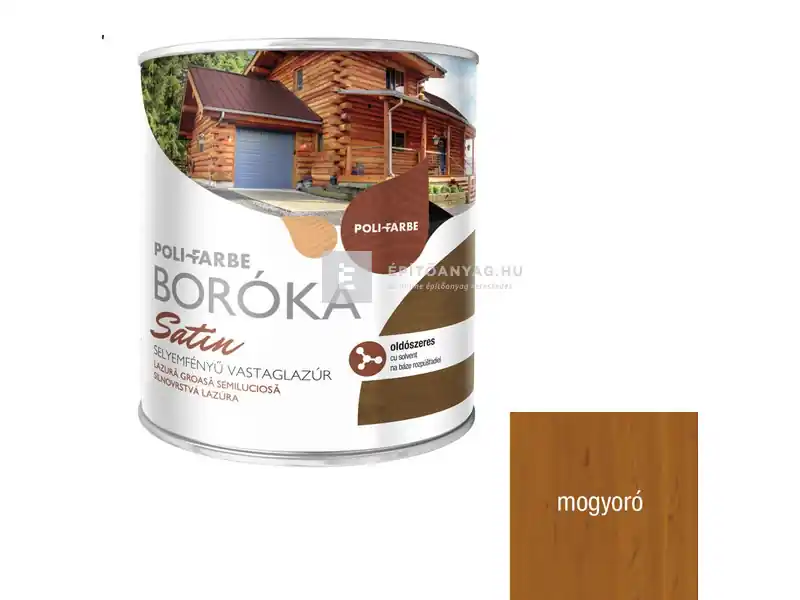 Biztonságos fizetés Poli-Farbe Boróka Satin oldószeres, selyemfényű vastaglazúr mogyoró 0,75 l
