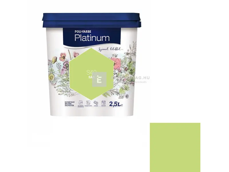 Poli-Farbe Platinum beltéri falfesték S40 sás 2,5 l Vásárlói kedvenc