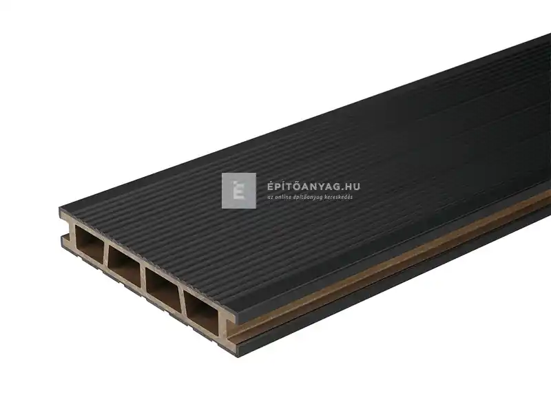 Biztonságos fizetés Bergdeck WPC teraszburkolat natúr felület, fekete, 2,4 m
