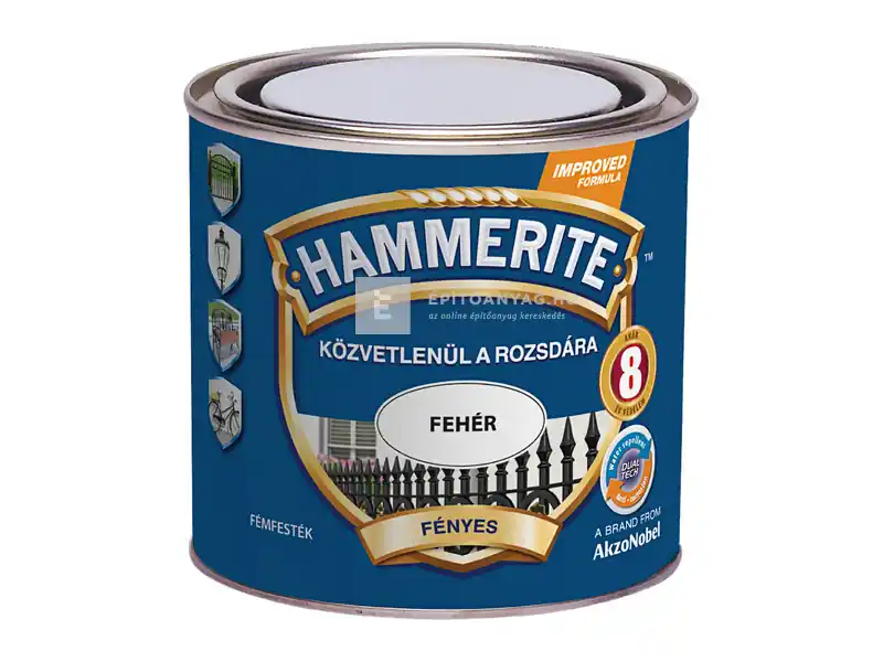 Szuper akció Hammerite Közvetlenül a Rozsdára fényes fehér 0,25 l