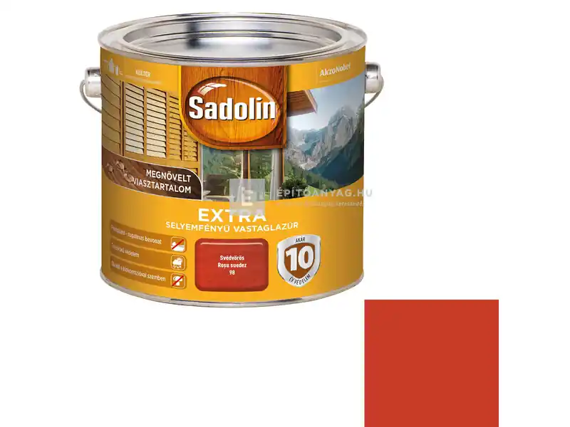 Sadolin Extra kültéri vastaglazúr selyemfényű svédvörös 2,5 l Legnépszerűbb