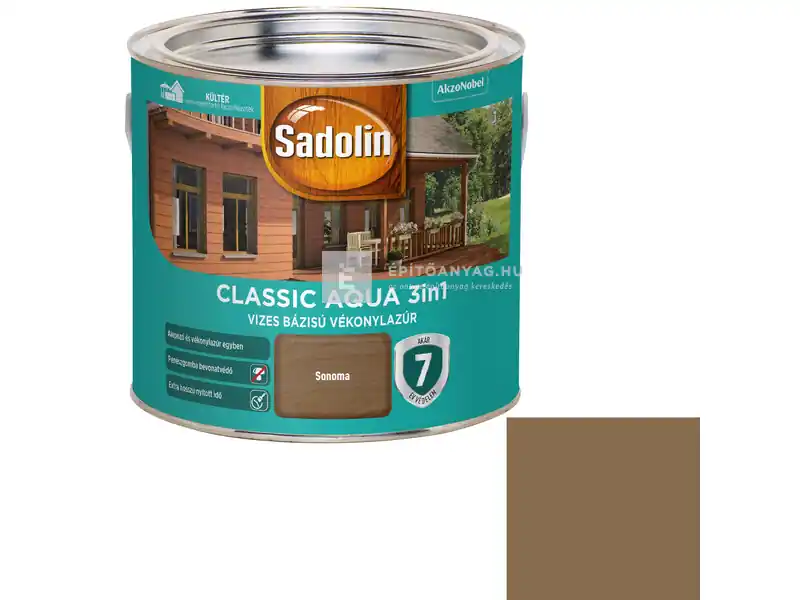 Árcsökkenés Sadolin Classic Aqua vékonylazúr selyemfényű sonoma tölgy 2,5 l