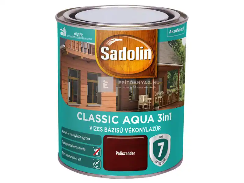 Sadolin Classic Aqua vékonylazúr selyemfényű paliszander 0,75 l Legkelendőbb