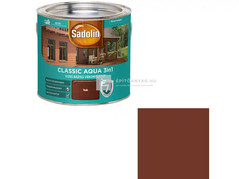 Sadolin Classic Aqua vékonylazúr selyemfényű teak 2,5 l Újdonság