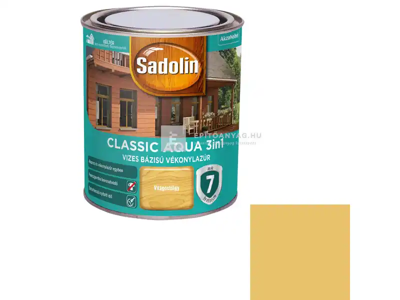 Korlátozott ajánlat Sadolin Classic Aqua vékonylazúr selyemfényű világostölgy 0,75 l