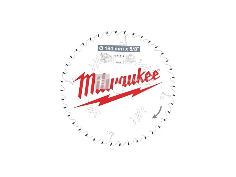 Csak ma Milwaukee körfűrészlap kézi körfűrészhez, fához, 184x5/8"x2.1x40 ATB