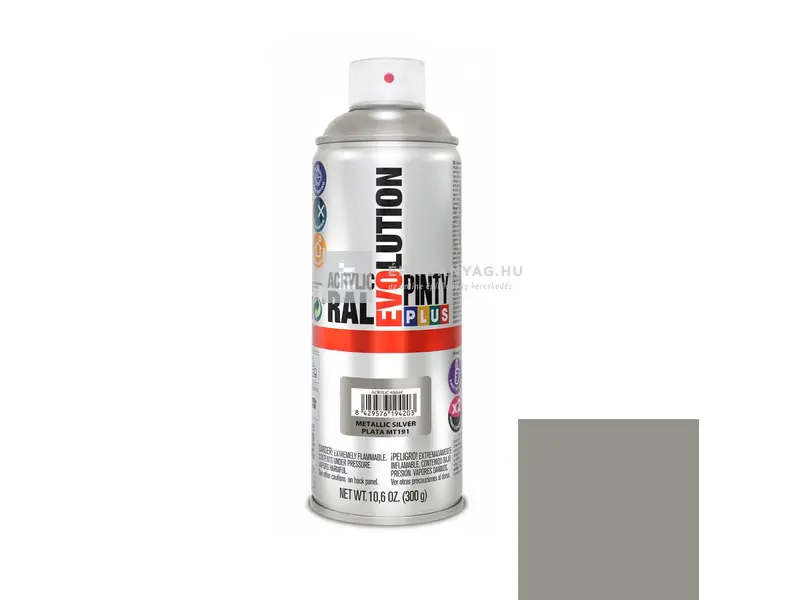 Vedd meg most PintyPlus Evolution akril festék spray MT191 metálezüst 400 ml
