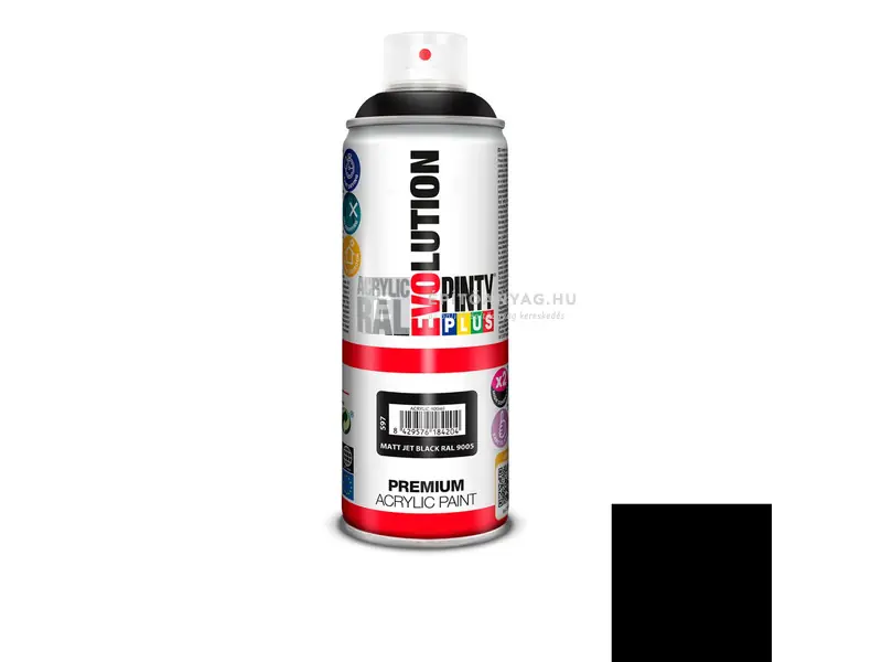 PintyPlus Evolution akril festék spray RAL 9005 jet black matt 400 ml Rendeld meg most