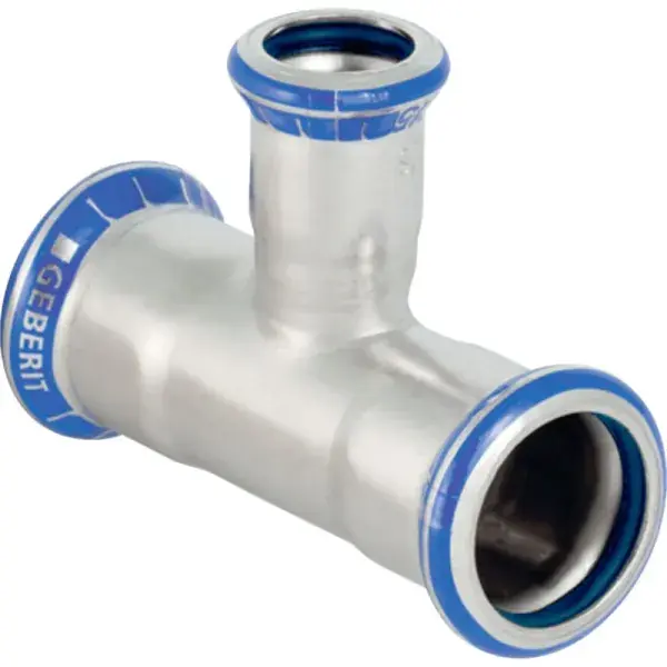 Kedvezmény Geberit Mapress rozsdamentes acél szűkített T-idom (FKM kék): d=54mm, d1=22mm, d2=54mm