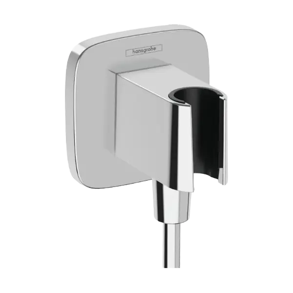 Nézd meg most Hansgrohe FixFit Q Fali tömlőcsatlakozás zuhanytartóval, kerekített sarkakkal, króm