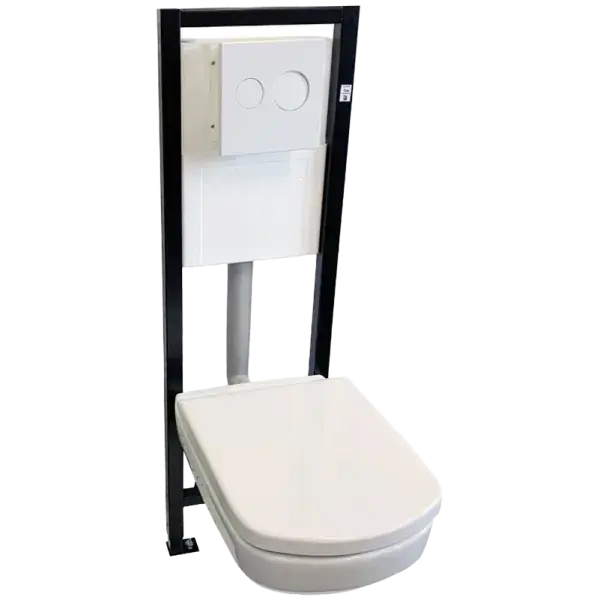 Ravak Praktik fal mögé szerelhető WC-tartály, fali WC, ülőke, fehér nyomólap Kiárusítás