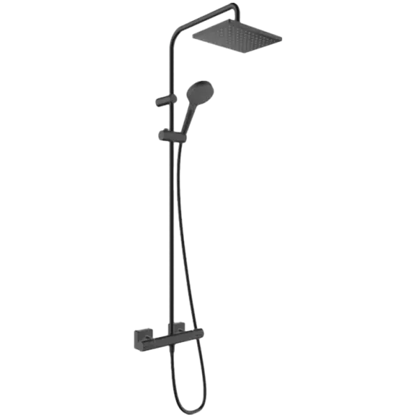 Hansgrohe Vernis Shape Showerpipe zuhanyrendszer termosztátos csapteleppel fekete Prémium
