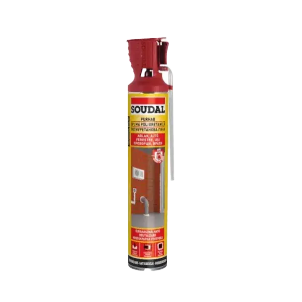 Soudal purhab beépített pisztollyal 750ml Azonnal elérhető