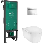 Biztonságos vásárlás Hansgrohe EluPura S Teljes WC-szett falsík alatti öblítőrendszerrel, iFrame Element E öblítőlappal, EluPura WC-ülőkével 60303000