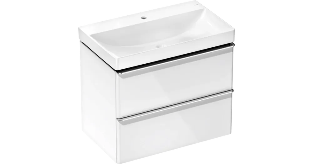 Akciós ár Hansgrohe Xelu Q Mosdóegység-szett Magas Fényű Fehér színben 780/475, 2 fiókkal, mosdókagylóval Króm 54374000