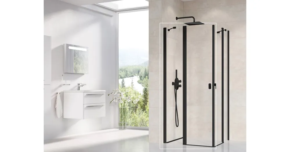 Szuper akció Ravak Chrome CRV2-90 zuhanyajtó fekete+transparent 1QV70300Z1
