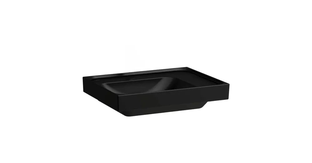 Laufen MEDA Mosdó 60 × 46 cm, jobb polcos, alsó éle csiszolt, túlfolyónyílás nélkül, csaplyuk nélkül, Matt Fekete H8181117161121 Legjobb ár