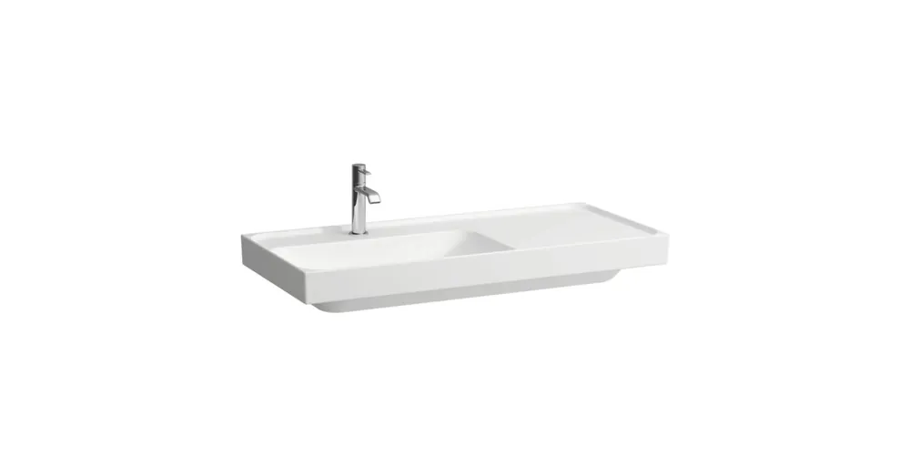 Szuper akció Laufen MEDA Mosdó 100 × 46 cm, jobb polcos, túlfolyónyílás nélkül, egy csaplyukkal, Fehér LCC H8171184001111