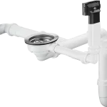 Biztonságos fizetés Hansgrohe D17-10 manuális le- és túlfolyógarnitúra kétmedencés gránit mosogatóhoz 43928000