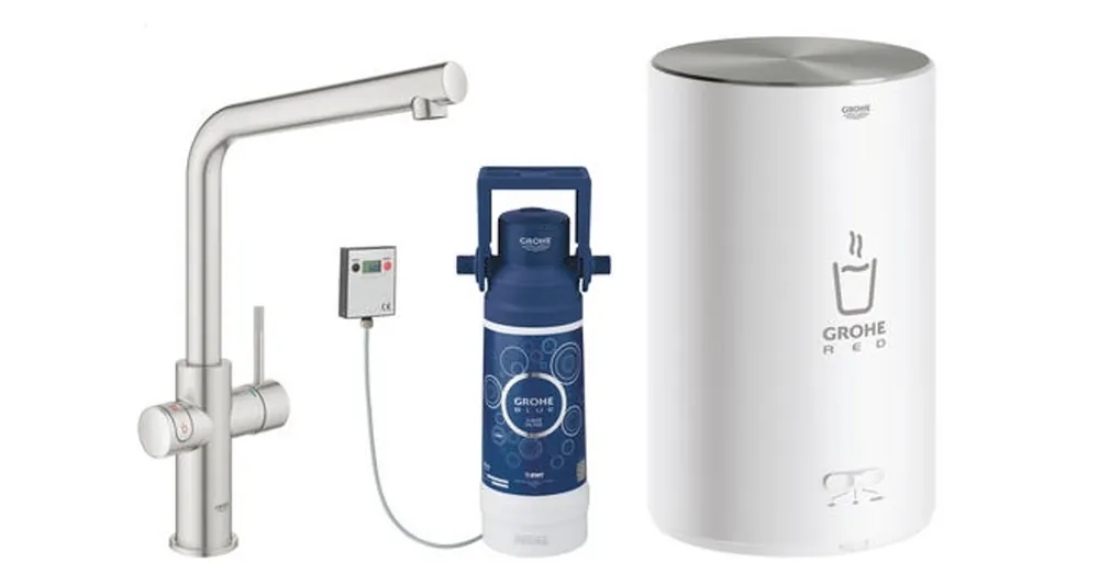 Szuper ajánlat Grohe Red Duo csaptelep és kombi bojler M méret (4 liter), supersteel 30327DC1