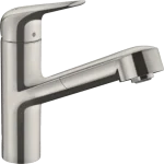 Hansgrohe Focus M42 Egykaros konyhai csaptelep kihúzható kifolyóval nemesacél felület 71814800 Árcsökkenés