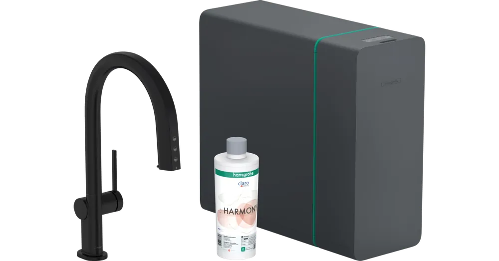 Hansgrohe Aqittura M91 Vízszűrős konyhai csaptelep és szódakészítő rendszer 210, kihúzható zuhanyfejjel, 1jet, sBox matt fekete 76836670 Akciós ár