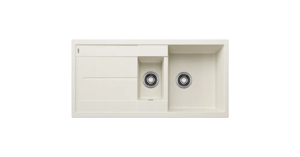 Akció Blanco Metra 6 S két medencés gránit mosogató csepegtetővel 100x50 cm, törtfehér 527117