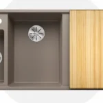 Akció Blanco Axia III 6 S két medencés gránit mosogató 100x51 cm fa vágódeszkával, balos / tartufo 524650