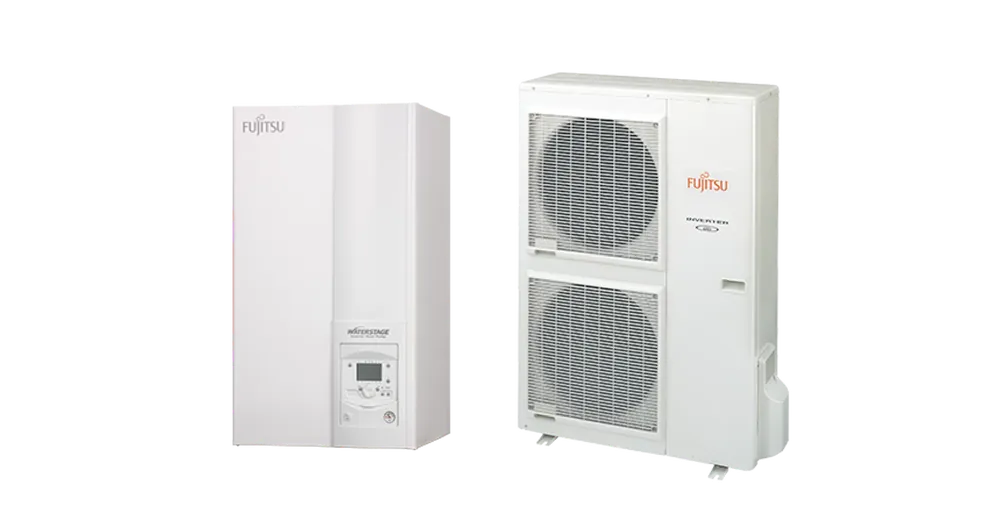 Kihagyhatatlan ajánlat Fujitsu Waterstage High Power V2 HP 11/1F WSYG140DG6 / WOYG112LHT levegő-víz osztott hőszivattyú, 1 fázisú, R410A, (10,8kW)