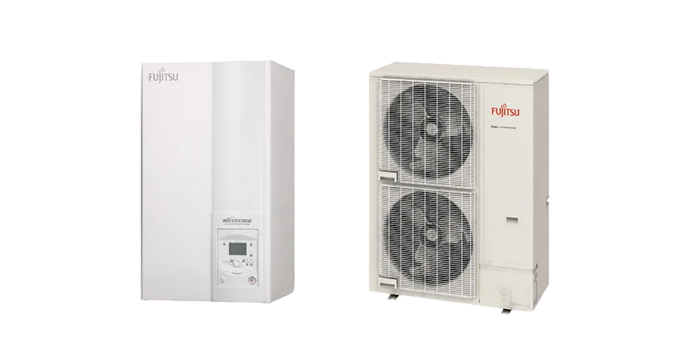 Újdonság Fujitsu Waterstage Super High Power SHP 15/3F WSYK170DJ9 / WOYK150LJL levegő-víz osztott hőszivattyú, 3 fázisú, R410, (15,0kW)