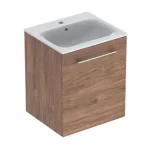 Geberit Selnova Square mosdószekrény, keskeny peremű mosdóval, egy ajtós, Feketedió hickory/Melaminos faszerkezet 501.250.00.1 Különleges ajánlat