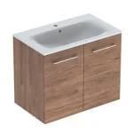 Kedvezmény Geberit Selnova Square mosdószekrény, keskeny peremű mosdóval, két ajtós, Feketedió hickory/Melaminos faszerkezet 501.258.00.1