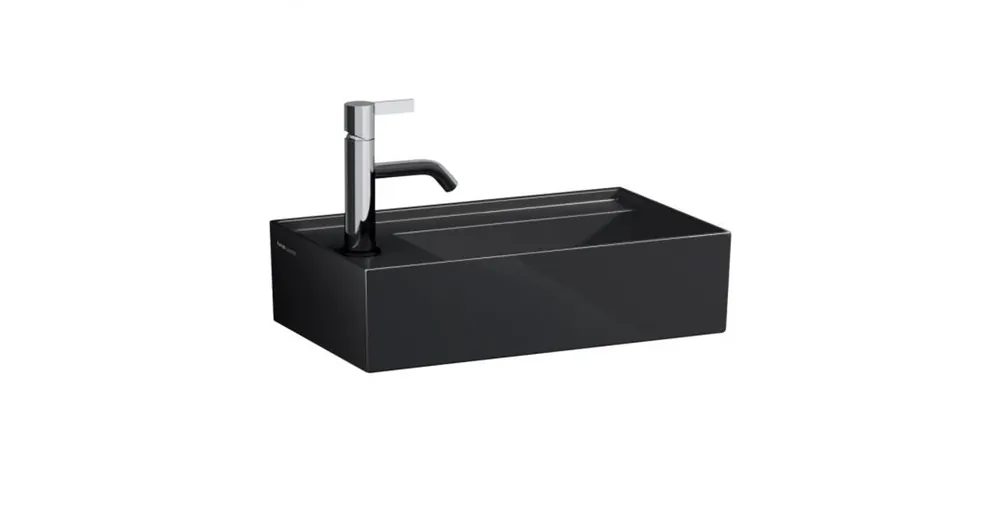 LAUFEN KARTELL BY LAUFEN Kézmosó, baloldali armatúrapaddal túlfolyónyílás nélkül, egy csaplyukkal , Fényes fekete H8153350201111 Szezonális akció