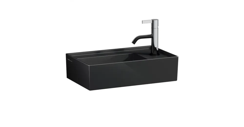 LAUFEN KARTELL BY LAUFEN Kézmosó, jobb oldali armatúrapaddal túlfolyónyílás nélkül, egy csaplyukkal , Fényes fekete H8153340201111 Gyors kiszállítás