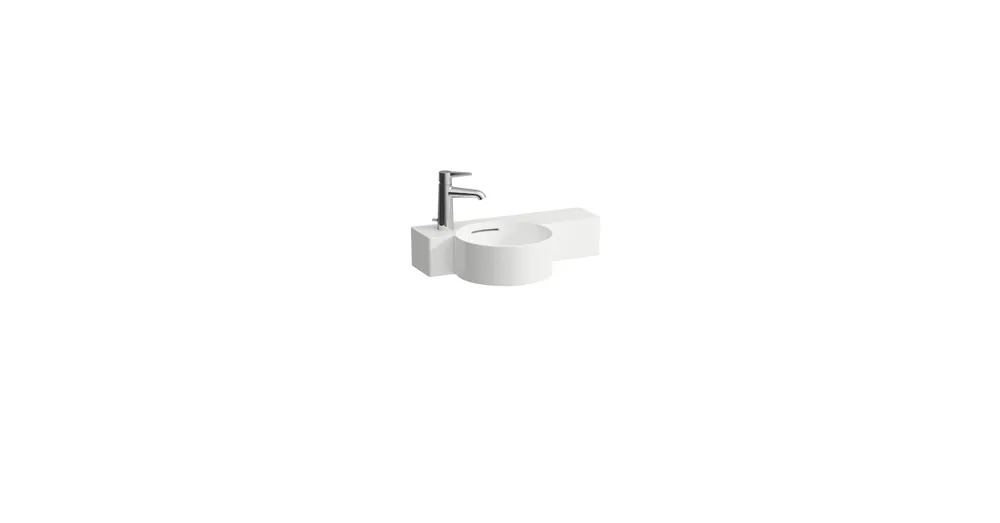 Outlet LAUFEN VAL Kézmosó, kör alakú, jobb oldali polccal, vágható csaplyuk nélkül , Fehér LCC bevonattal H8152834001091