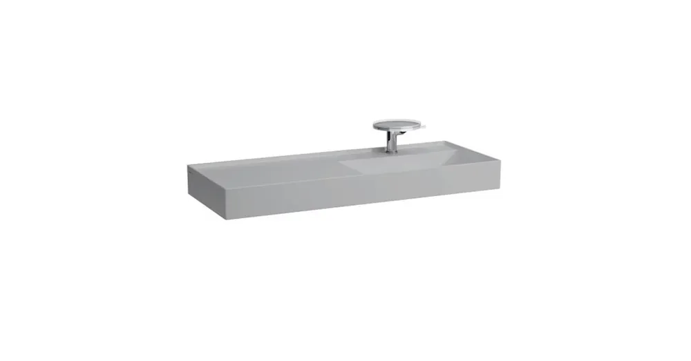 Nézd meg most LAUFEN KARTELL BY LAUFEN Ráépíthető mosdó, pult a bal oldalon, speciálisan fedett lefolyóval túlfolyónyílás nélkül, csaplyuk nélkül , Matt szürke H8133337591121