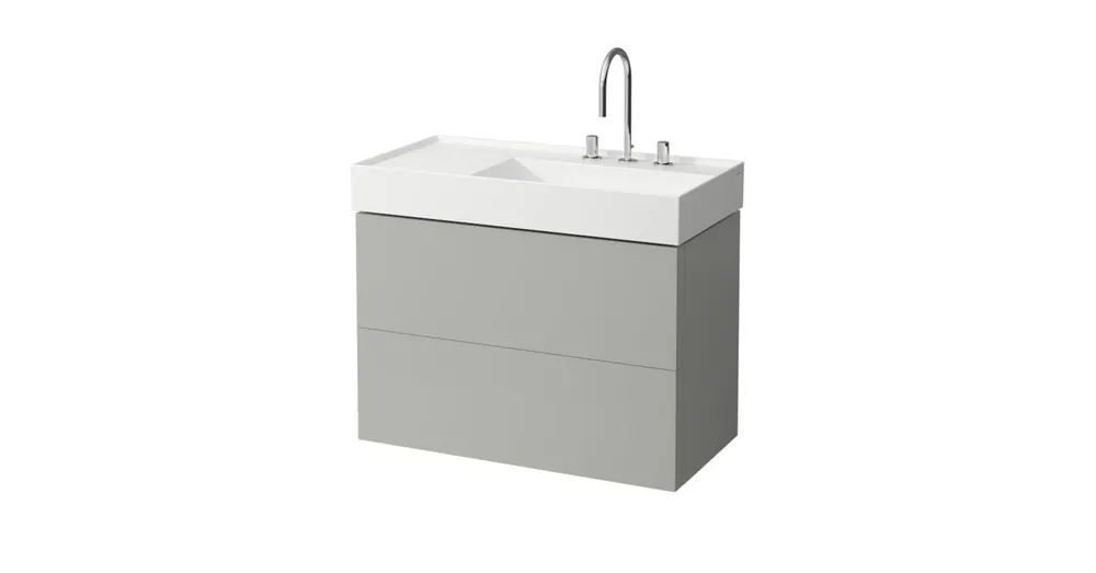 LAUFEN KARTELL BY LAUFEN Alsószekrény két fiókkal, fiókelosztóval, bal polcos 810339 / bal polcos 810338 mosdóhoz, Kavics szürke 90X60X45 - H4076080336411 Olcsóbb