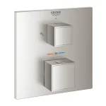 Vedd meg online Grohe Grohtherm Cube Termosztátos falsík alatti keverő 2 fogyasztóhoz, matt szuperacél 24154DC0