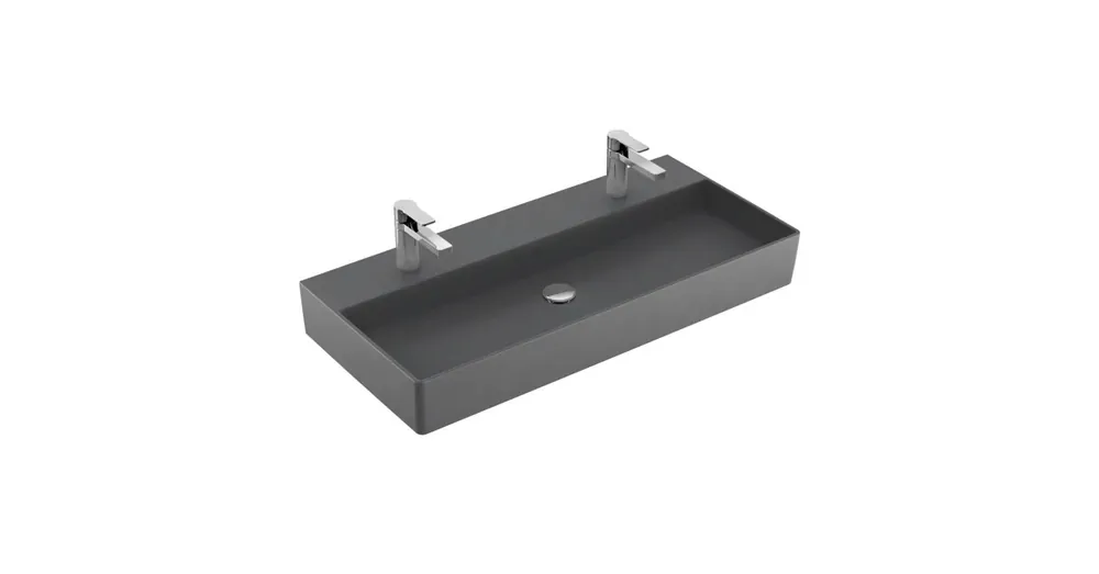 Villeroy & Boch Memento 2.0 100 x 47 cm-es mosdó 2 csaplyukkal Graphite CeramicPlus felülettel túlfolyó nélkül - 4A221KI4 Ne maradj le