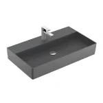 Villeroy & Boch Memento 2.0 80 x 47 cm-es mosdó 1 csaplyukkal Graphite CeramicPlus felülettel túlfolyó nélkül - 4A228LI4 Biztonságos fizetés