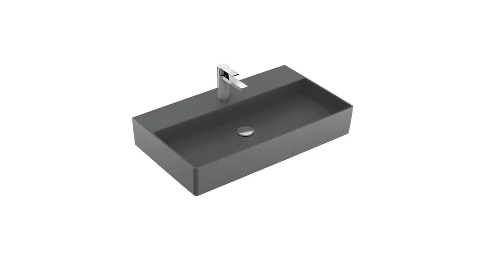 Villeroy & Boch Memento 2.0 80 x 47 cm-es mosdó 1 csaplyukkal Graphite CeramicPlus felülettel túlfolyó nélkül - 4A228LI4 Biztonságos fizetés