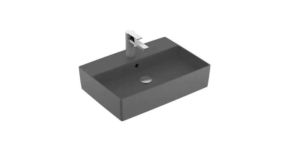 Vásárlói kedvenc Villeroy & Boch Memento 2.0 60 x 42 cm-es ráültethető mosdó 1 csaplyukkal Graphite CeramicPlus felülettel - 4A0760I4