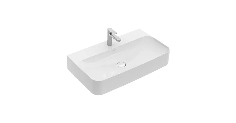 Villeroy & Boch Finion 80 x 47 cm-es mosdó 1 csaplyukkal Stone White CeramicPlus felülettel rejtett ViFlow túlfolyóval - 416884RW Szezonális akció