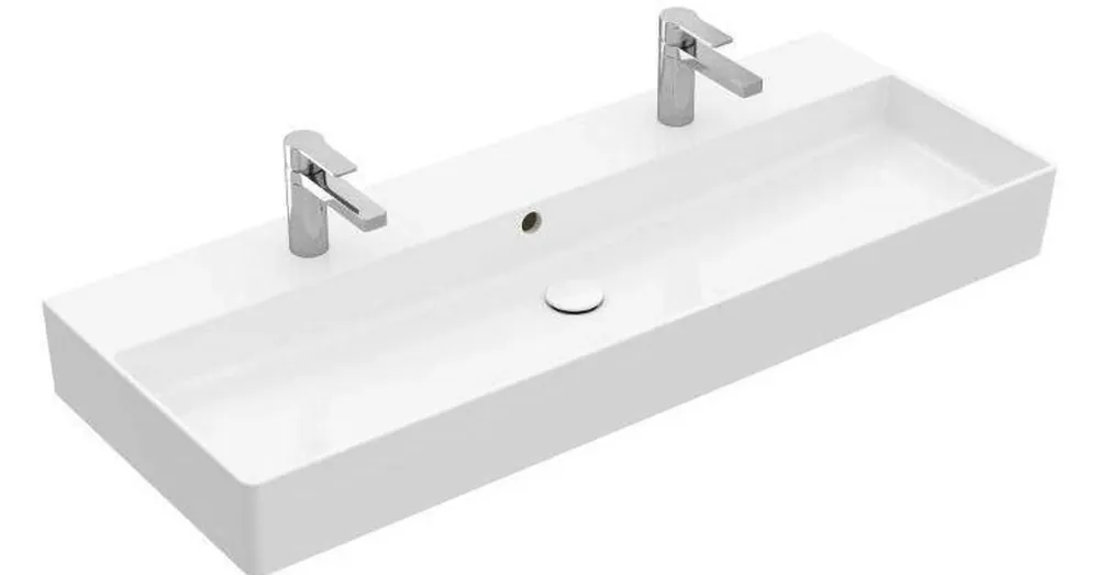 Olcsó Villeroy & Boch Memento 2.0 120 x 47 cm-es mosdó 2 csaplyukkal CeramicPlus felülettel - 4A22C4R1